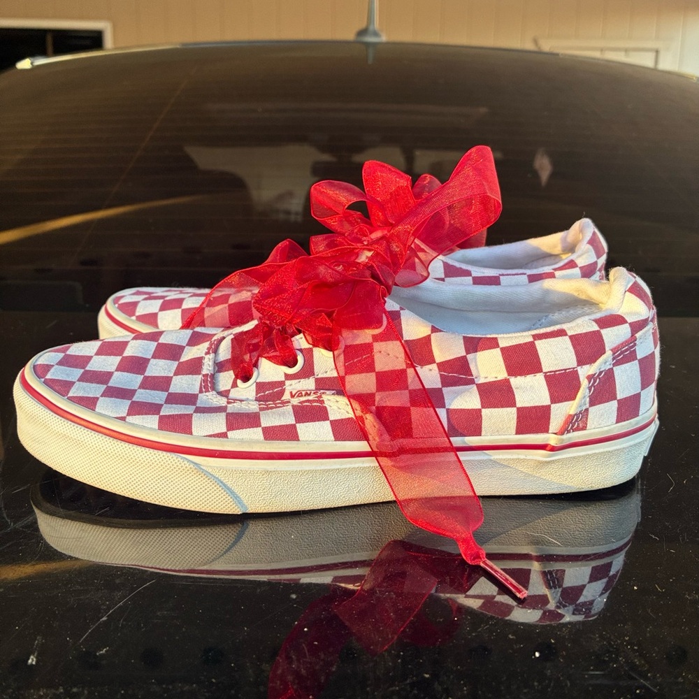 Vans Maroon Checkered Shoes - image 5